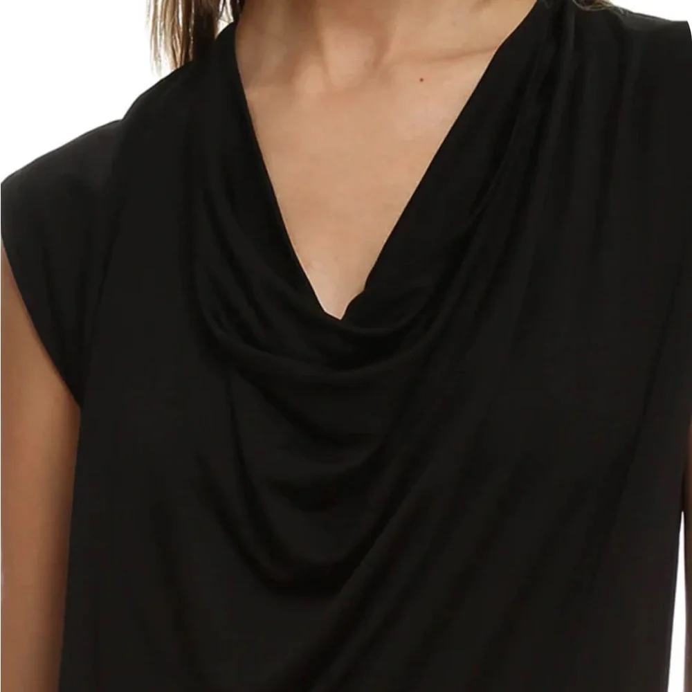 IRO Carrie Black Drape Front Sleeveless Club Party Mini Dress Except Cond Med